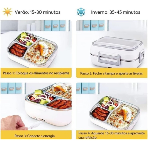 40W Electric Lunch Box - 1.5L Portable Food Heater with Dual Power Cords for Car and Home + Cutlery + Sealing Ring