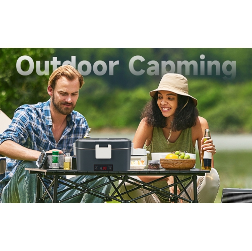 80w portable electric lunch box - 304 stainless steel, 1.8L large capacity lunch box, 12V/110V dual power supply, fast heating, suitable for