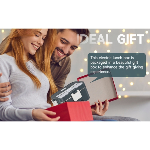 80w portable electric lunch box - 304 stainless steel, 1.8L large capacity lunch box, 12V/110V dual power supply, fast heating, suitable for