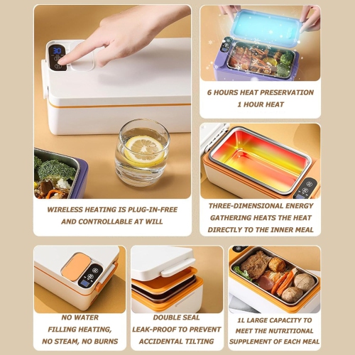 304 Stainless Steel Smart Electric Lunch Box - Self-heating Food Warmer, Removable Dividers, Leak-proof, Portable, Suitable for Office/Travel