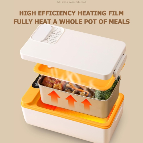 304 Stainless Steel Smart Electric Lunch Box - Self-heating Food Warmer, Removable Dividers, Leak-proof, Portable, Suitable for Office/Travel