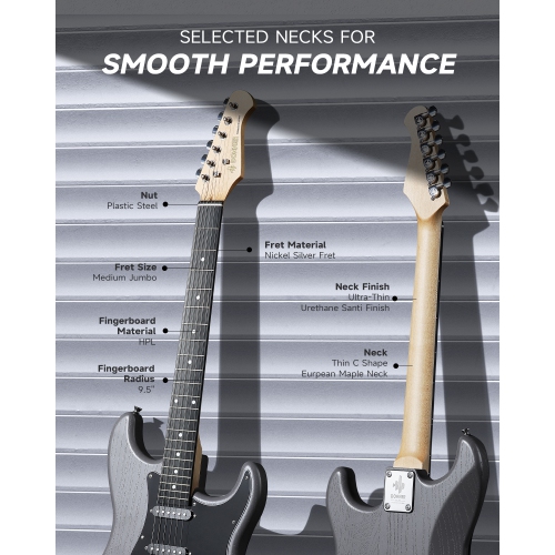 Ensemble pour débutant avec guitare électrique DST-80 de Donner avec amplificateur noir