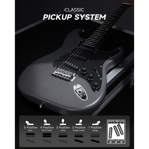 Ensemble pour débutant avec guitare électrique DST-80 de Donner avec amplificateur noir