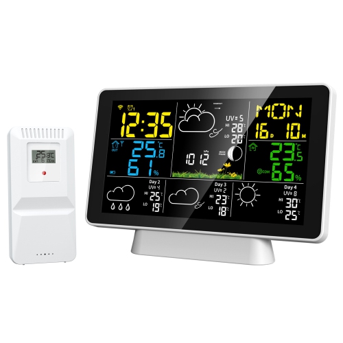 Weather Station Wireless Indoor and Outdoor Thermometer, Color Display, Digital Weather Thermometer with Temperature and Humidity Monitoring, Alarm