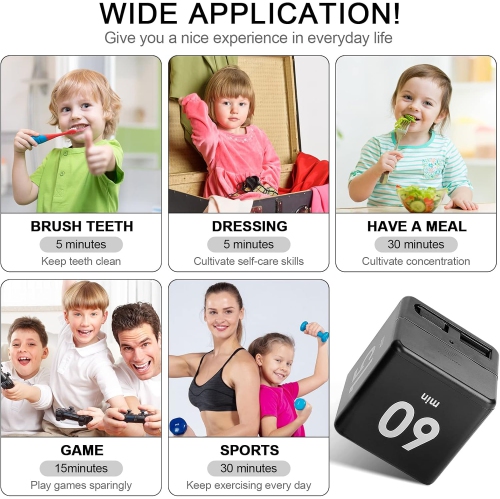 Timer block for ADHD productivity exercise gravity sensing flip kitchen desktop timer for study time countdown management setting 15 20 30 60 minutes