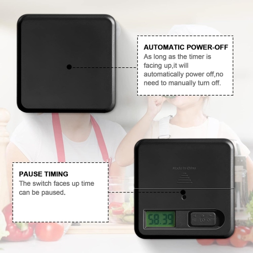 Timer block for ADHD productivity exercise gravity sensing flip kitchen desktop timer for study time countdown management setting 15 20 30 60 minutes