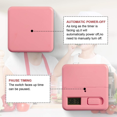 Timer block for ADHD productivity exercise gravity sensing flip kitchen desktop timer for study time countdown management setting 15 20 30 60 minutes