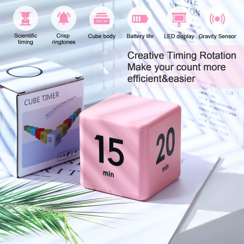 Timer block for ADHD productivity exercise gravity sensing flip kitchen desktop timer for study time countdown management setting 15 20 30 60 minutes