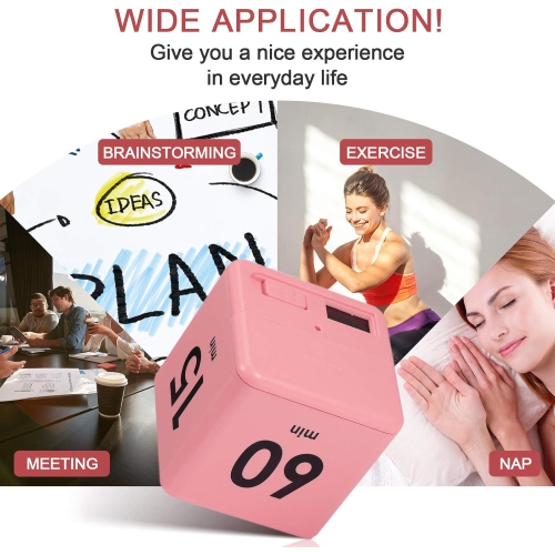 Timer block for ADHD productivity exercise gravity sensing flip kitchen desktop timer for study time countdown management setting 15 20 30 60 minutes