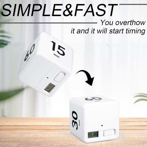 Timer block for ADHD productivity exercise gravity sensing flip kitchen desktop timer for study time countdown management setting 15 20 30 60 minutes