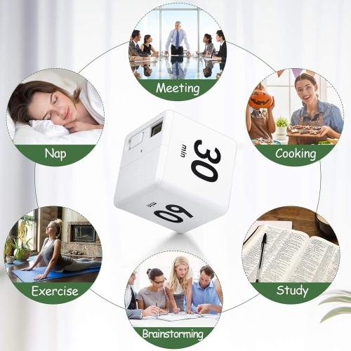 Timer block for ADHD productivity exercise gravity sensing flip kitchen desktop timer for study time countdown management setting 15 20 30 60 minutes