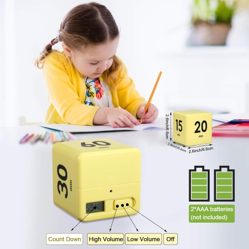 Timer block for ADHD productivity exercise gravity sensing flip kitchen desktop timer for study time countdown management setting 15 20 30 60 minutes