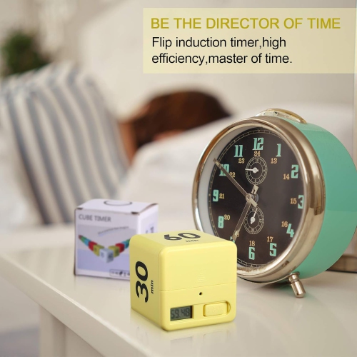 Timer block for ADHD productivity exercise gravity sensing flip kitchen desktop timer for study time countdown management setting 15 20 30 60 minutes