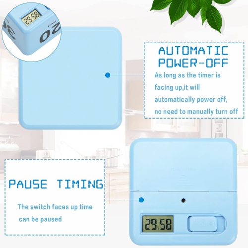 Timer block for ADHD productivity exercise gravity sensing flip kitchen desktop timer for study time countdown management setting 15 20 30 60 minutes