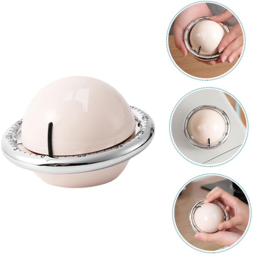 Digital mechanical kitchen timer, durable ABS manual kitchen timer, magnetic timer time manager - white