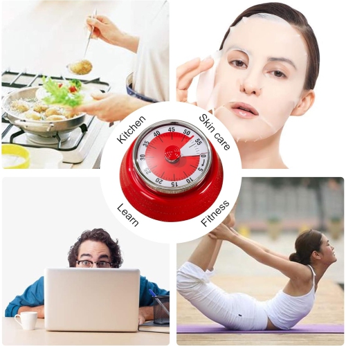 Mechanical timer, easy to read vintage cooking timer with magnetic back and loud bell, no batteries required, mechanical countdown timer for cooking