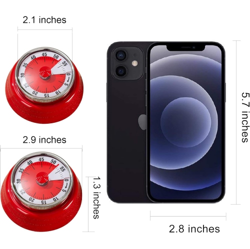 Minuterie mécanique, minuterie de cuisson rétro facile à lire avec dos magnétique et cloche forte, aucune pile requise, minuterie mécanique pour la