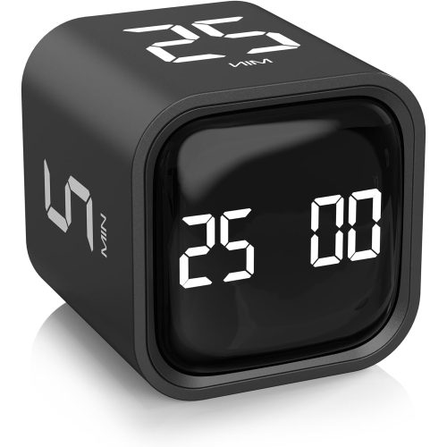 Gravity sensor timer, visual kitchen timer, electronic countdown timer, student time reminder - black