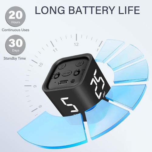 Gravity sensor timer, visual kitchen timer, electronic countdown timer, student time reminder - black