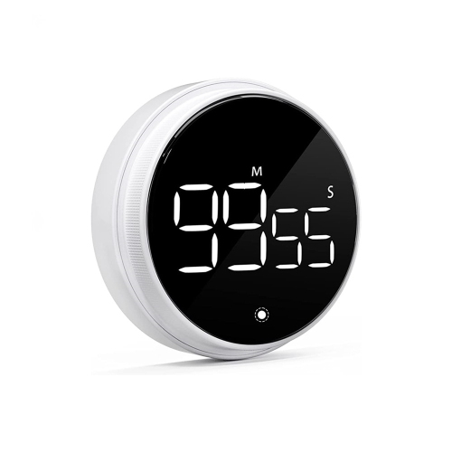 GREEN SCENIC  Rotating Timer, Large Screen Led Lcd Electronic Timer Reminder Alarm Clock, Countdown Timer for Learning Kitchen Baking - In White