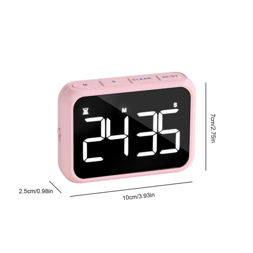 Grand écran rechargeable LCD de LED alarme de rappel de minuterie électronique réveil réveil minuterie de cuisson de cuisine - rose