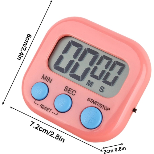 Children's timer, kitchen digital timer, magnetic back, bell, cooking rack - pink
