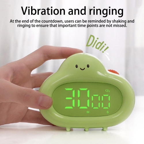 Visual timer, pear-shaped alarm clock, cute digital timer with forward and backward timing function, suitable for home, bedroom, kitchen, yoga,