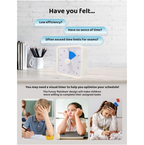 Minuterie magnétique et visuelle avec minuterie silencieuse réveille-matin apprentissage gestionnaire de temps - bleu