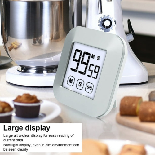 Kitchen LCD Digital Timer Learning Touch Large Screen Countdown Alarm Clock Stopwatch Kitchen Tools - Silver