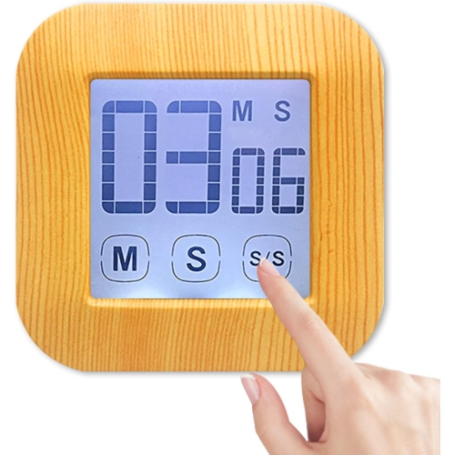 Kitchen LCD Digital Timer Learning Touch Screen Countdown Alarm Clock Stopwatch Kitchen Tools - Wood Grain