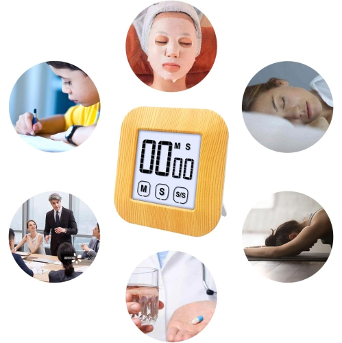 Kitchen LCD Digital Timer Learning Touch Screen Countdown Alarm Clock Stopwatch Kitchen Tools - Wood Grain