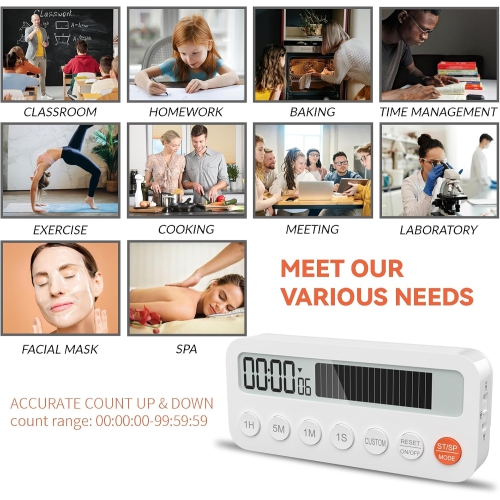 Timer baking time digital timer digital student timer with magnetic stand alarm clock student white plastic magnetic - B