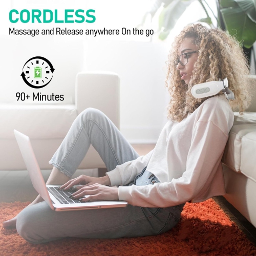 4-Head Smart Neck Massager, Wireless Portable Neck and Shoulder Heating Massager Suitable for Home, Office