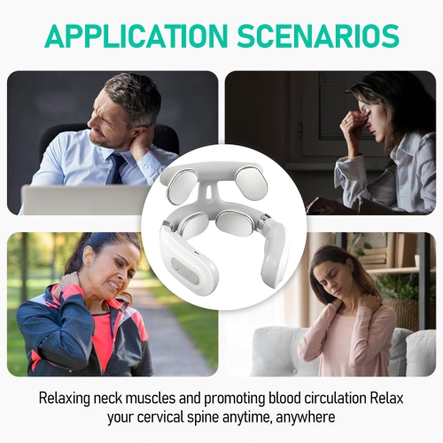 4-Head Smart Neck Massager, Wireless Portable Neck and Shoulder Heating Massager Suitable for Home, Office