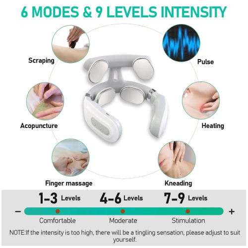 4-Head Smart Neck Massager, Wireless Portable Neck and Shoulder Heating Massager Suitable for Home, Office
