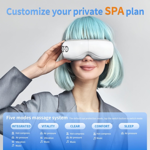 Airbag Eye Massager with Bluetooth, USB Charging Portable Eye Hot Compress Eye Mask for Relieving Eye Fatigue and Relaxing Body and Mind
