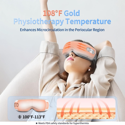 Airbag Eye Massager with Bluetooth, USB Charging Portable Eye Hot Compress Eye Mask for Relieving Eye Fatigue and Relaxing Body and Mind