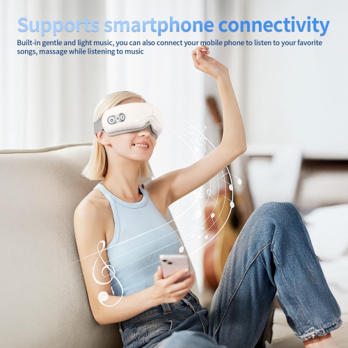 Airbag Eye Massager with Bluetooth, USB Charging Portable Eye Hot Compress Eye Mask for Relieving Eye Fatigue and Relaxing Body and Mind