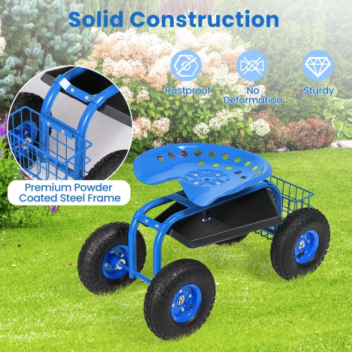 Costway Rolling Tray Gardening Planting with Work Seat Garden Cart