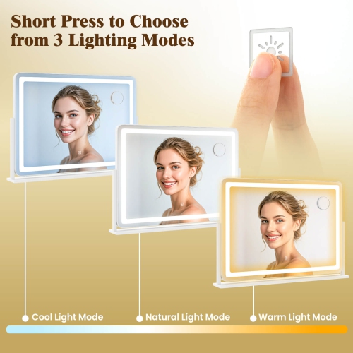 Grand miroir de maquillage de 32 x 22 po avec lumières Magnify 10X de Costway