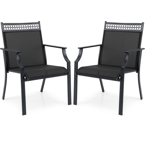 COSTWAY  Patio Chairs Set Of 2 With All Weather Breathable Fabric High Backrest