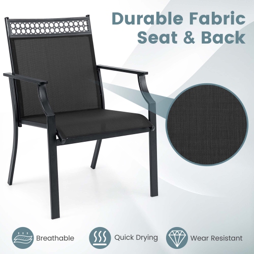 Costway Patio Chairs Set of 2 with All Weather Breathable Fabric High Backrest