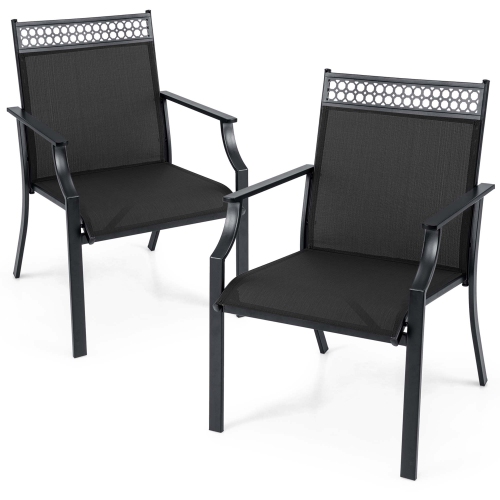 Costway Patio Chairs Set of 2 with All Weather Breathable Fabric High Backrest