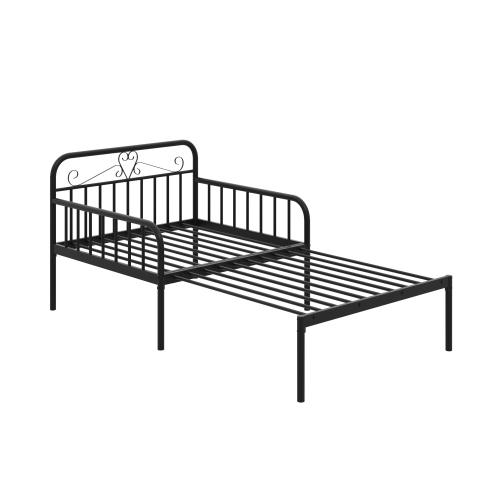 Costway Metal Daybed Extendable Daybed to Twin Size Bed Heavy Duty Slats Support Sofa Bed Black/White