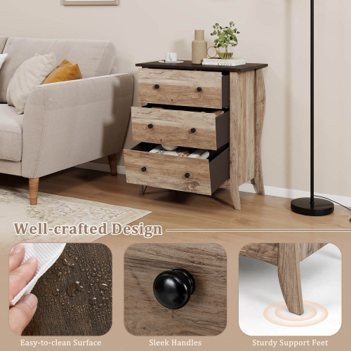 Commode à tiroirs de 30&nbsp;po 1/2 PCS de Costway avec 3 tiroirs en tissu pliants et trousse antibasculement