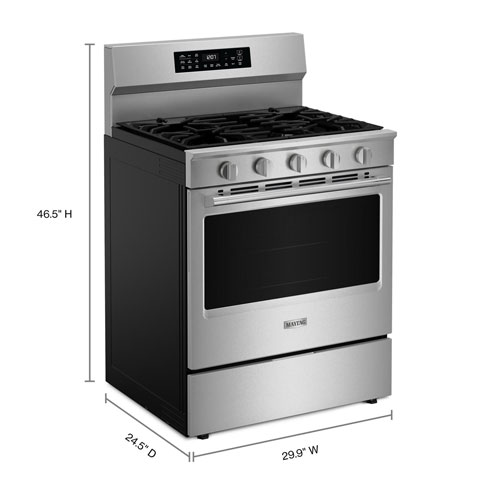 Maytag 30" 5.0 Cu. Ft. Fan Convection 5-Burner Freestanding Gas Air Fry Range - Stainless Steel