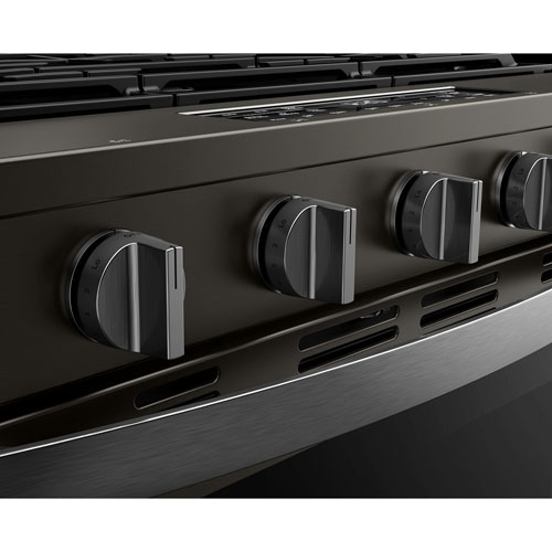 Whirlpool 30" 5.0 Cu. Ft. Fan Convection 5-Burner Slide-In Gas Range - Black-on-Stainless