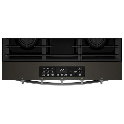 Whirlpool 30" 5.0 Cu. Ft. Fan Convection 5-Burner Slide-In Gas Range - Black-on-Stainless