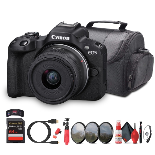 Canon EOS R50 V + 14–30mm Lens Kit | 4K60p Vlogging Camera, Power Zoom Lens - Bundle
