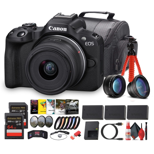 Canon EOS R50 V + 14–30mm Lens Kit | 4K60p Vlogging Camera, Power Zoom Lens - Bundle
